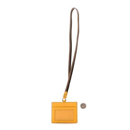 Fendi Vitello King Tamponato Logo Embossed Badge Lanyard Card Case Mimosa 2 of 3