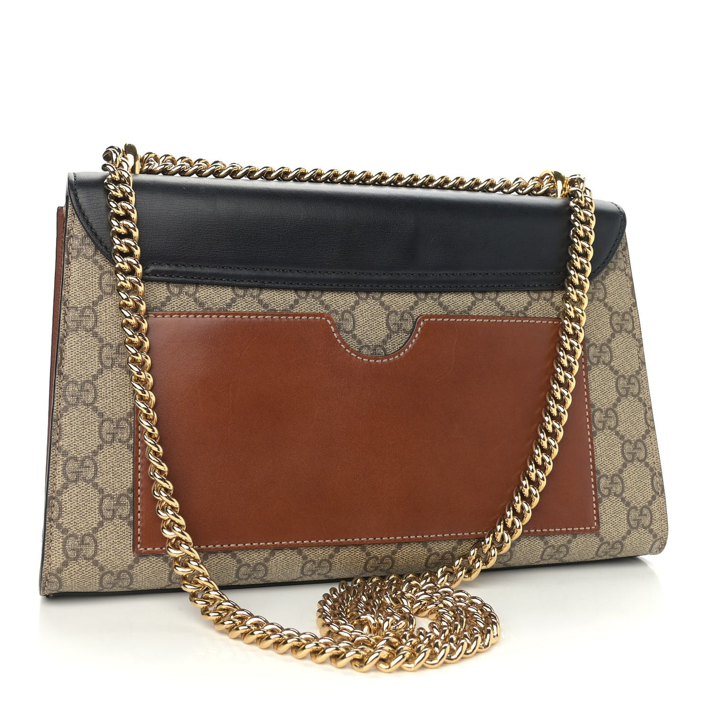 GG Supreme Monogram Calfskin Medium Padlock Shoulder Bag Beige Black Cuir