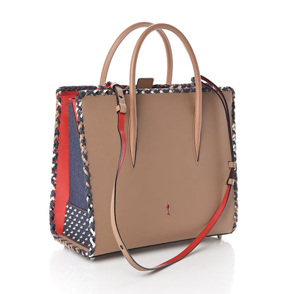 Christian Louboutin Calfskin Mexinodo Beaded Studded Triple Gusset Large Paloma Beige Blue 2 of 8