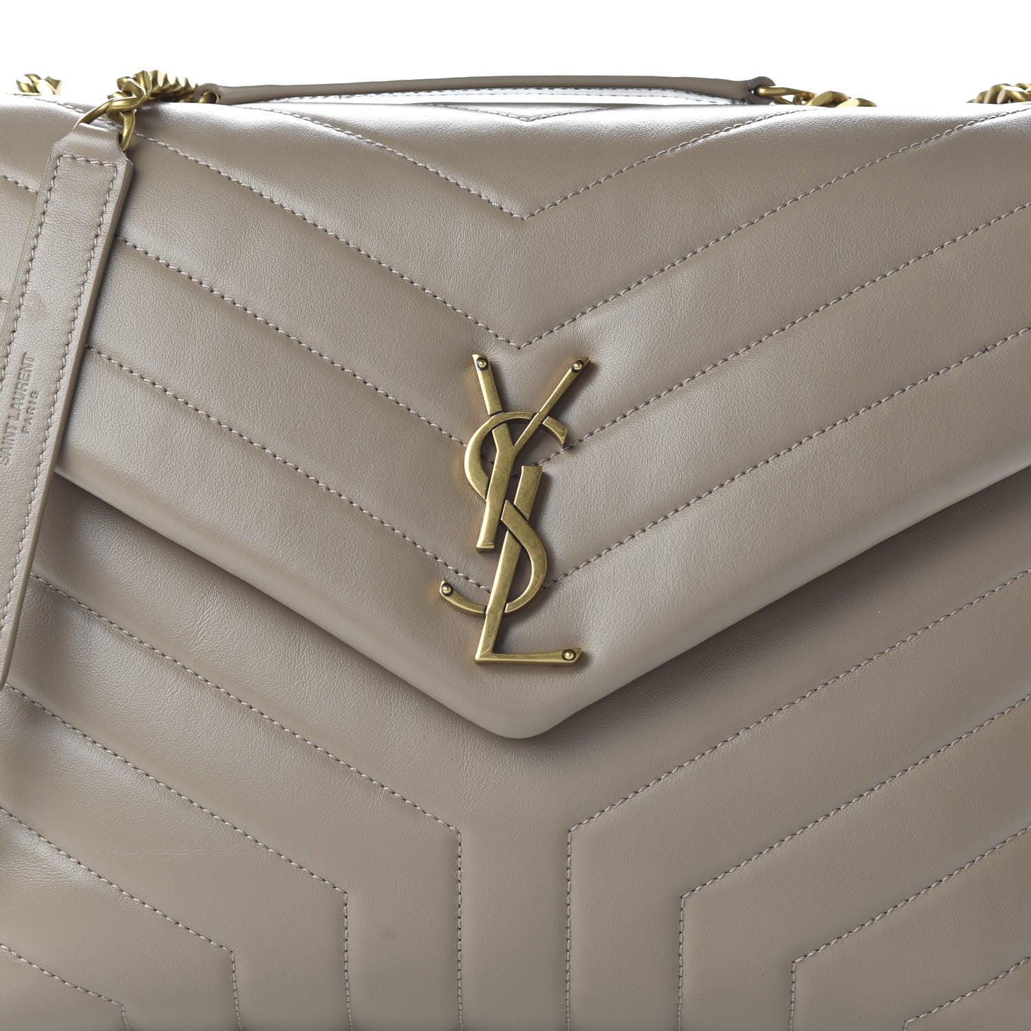 Saint Laurent Calfskin Y Quilted Monogram Medium Loulou Chain Satchel Dark Beige 9 of 9