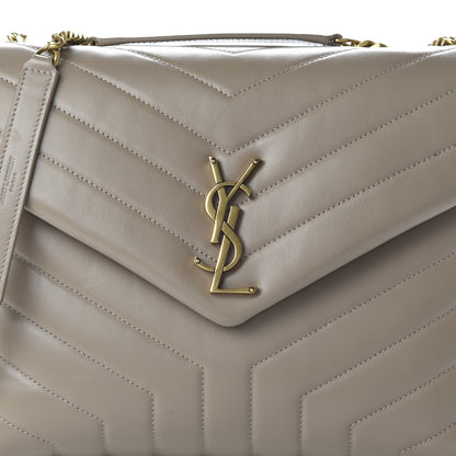 Saint Laurent Calfskin Y Quilted Monogram Medium Loulou Chain Satchel Dark Beige 9 of 9