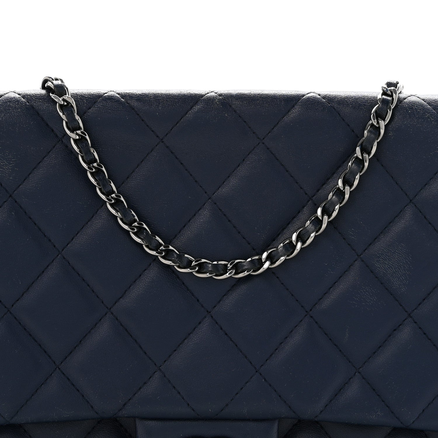 Chanel Lambskin Quilted Clutch with Chain Flap Navy 8 of 12