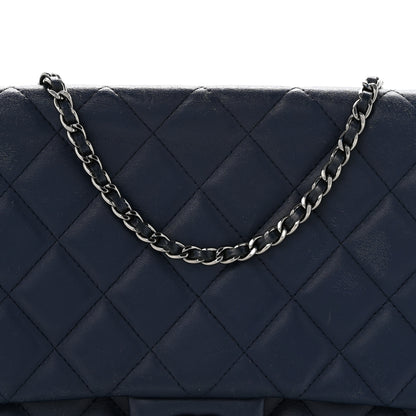 Chanel Lambskin Quilted Clutch with Chain Flap Navy 8 of 12