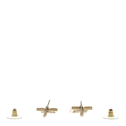 Chanel Metal Crystal Square CC Dangle Earrings Gold 3 of 5