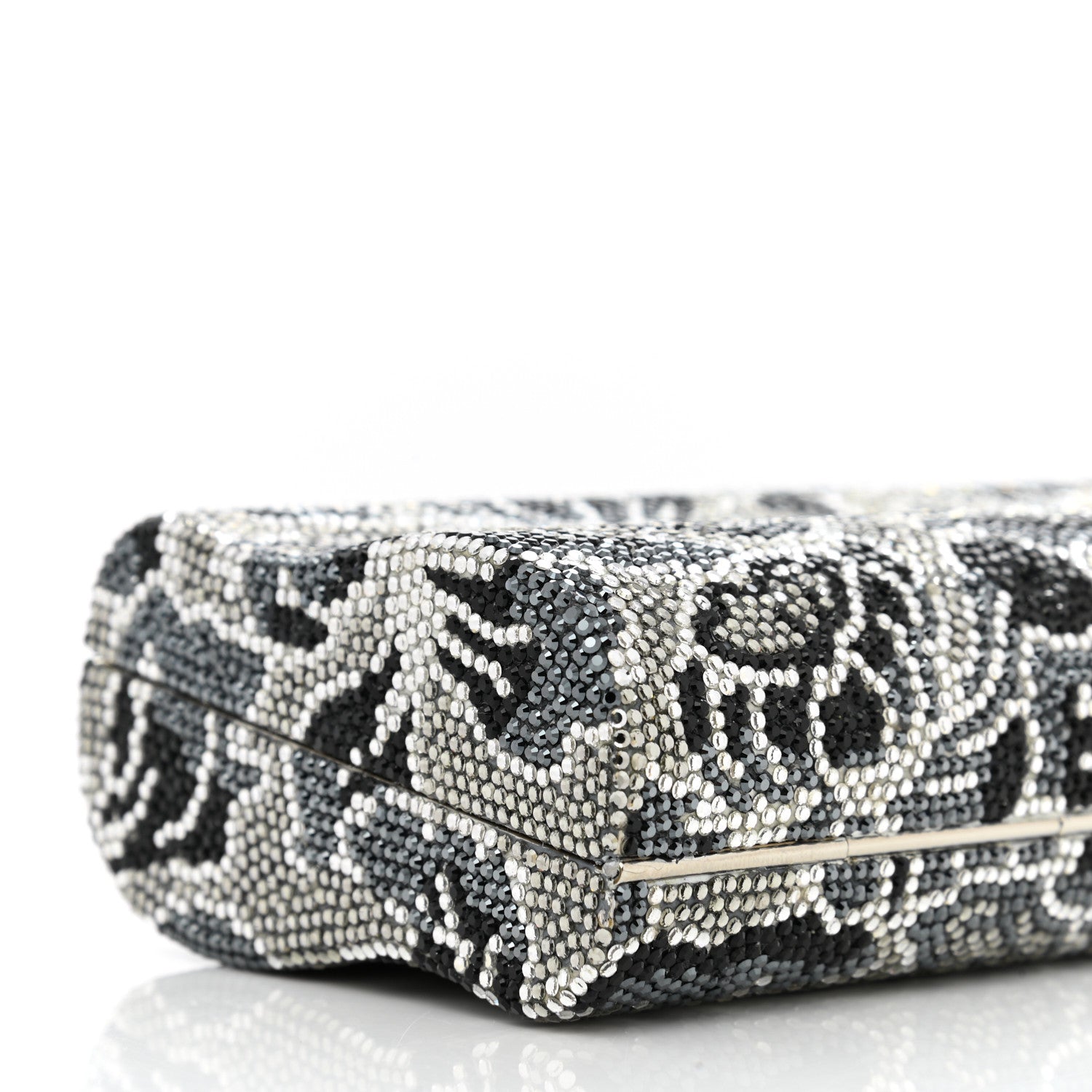 Judith Leiber Swarovski Crystal Minaudiere Clutch Silver Multicolor 11 of 12