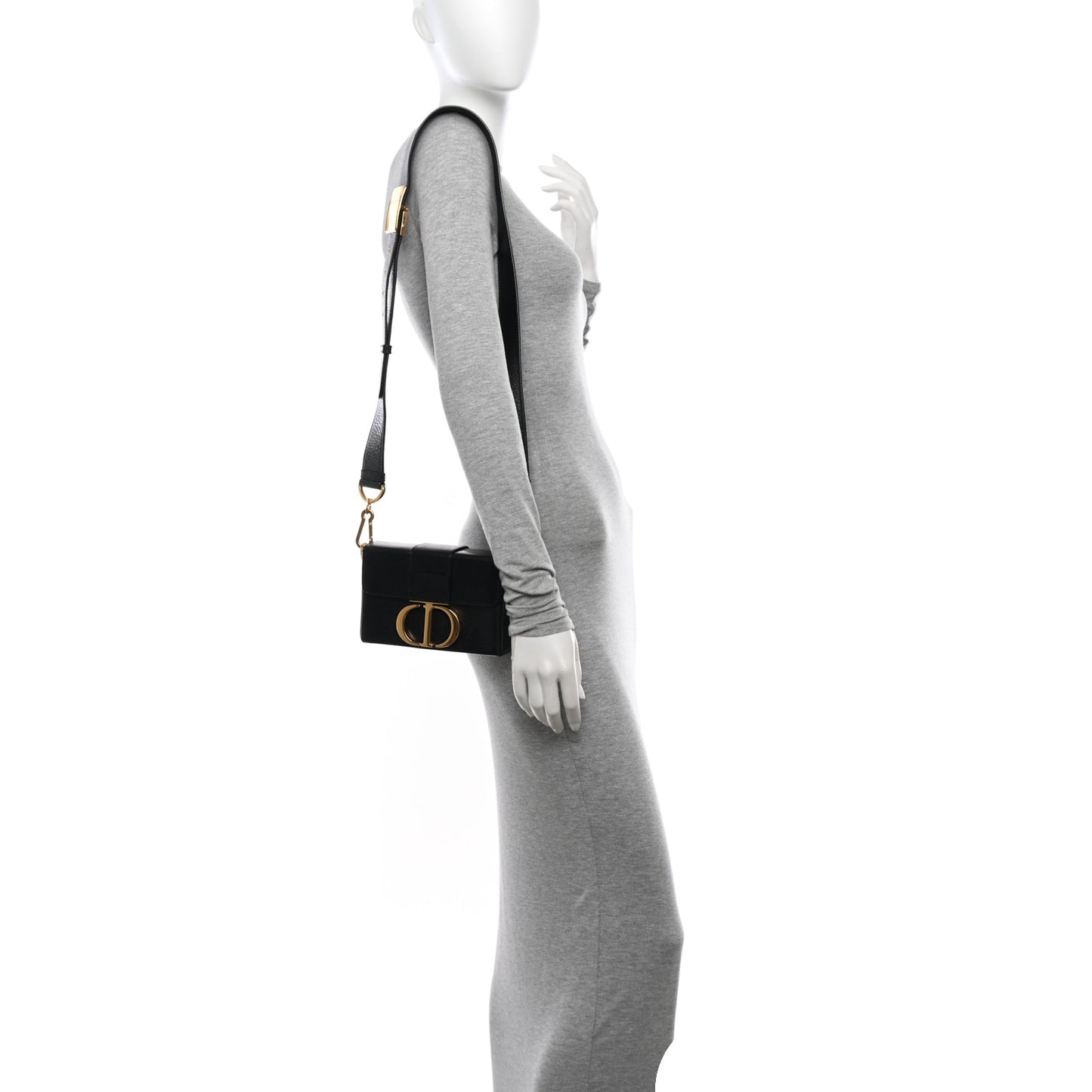 Crackled Lambskin 30 Montaigne Box Bag Black