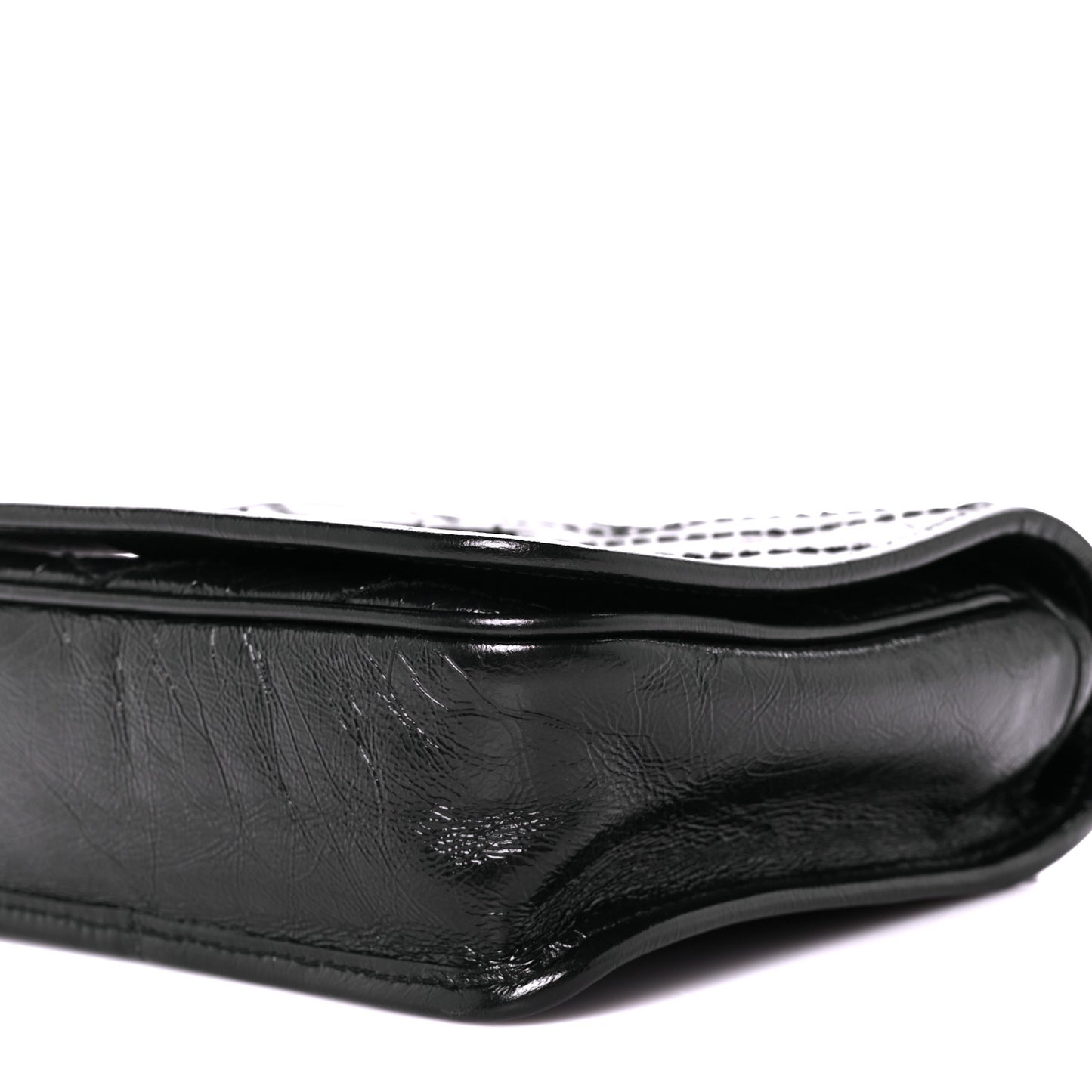 Crinkled Calfskin Matelasse Monogram Niki Chain Wallet Black