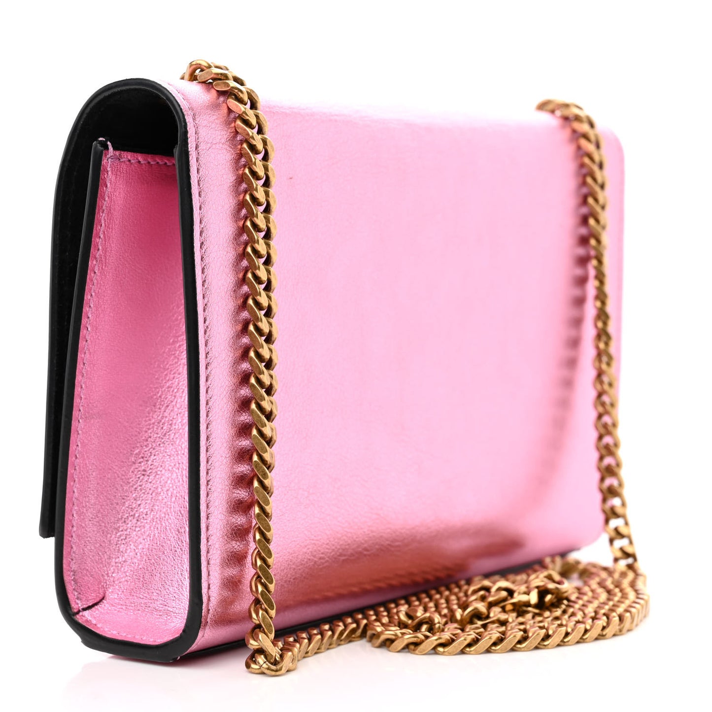 Metallic Calfskin Small Classic Monogram Kate Tassel Satchel Pink