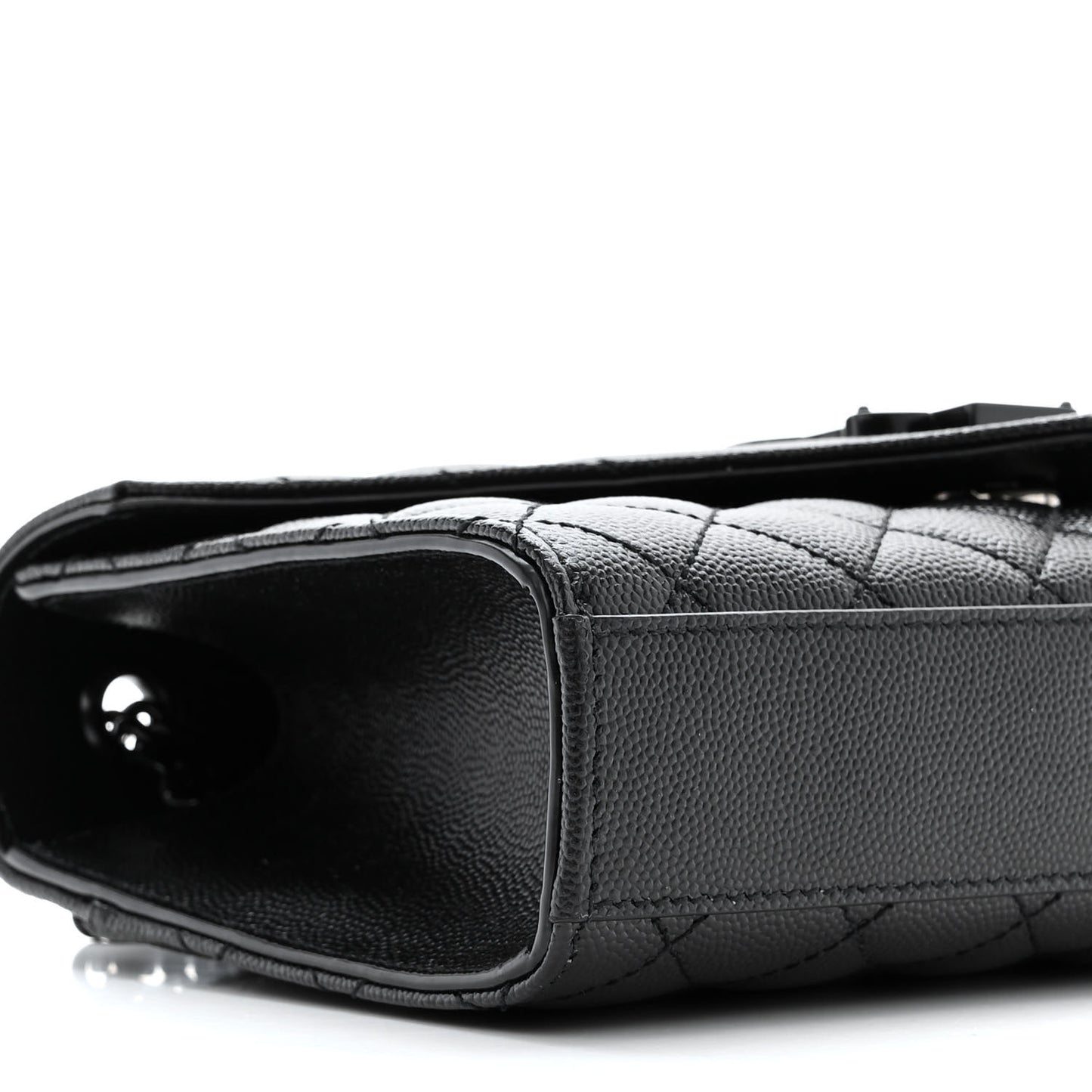Grain De Poudre Textured Mixed Matelasse Triquilt Small Monogram Monochrome Satchel Black