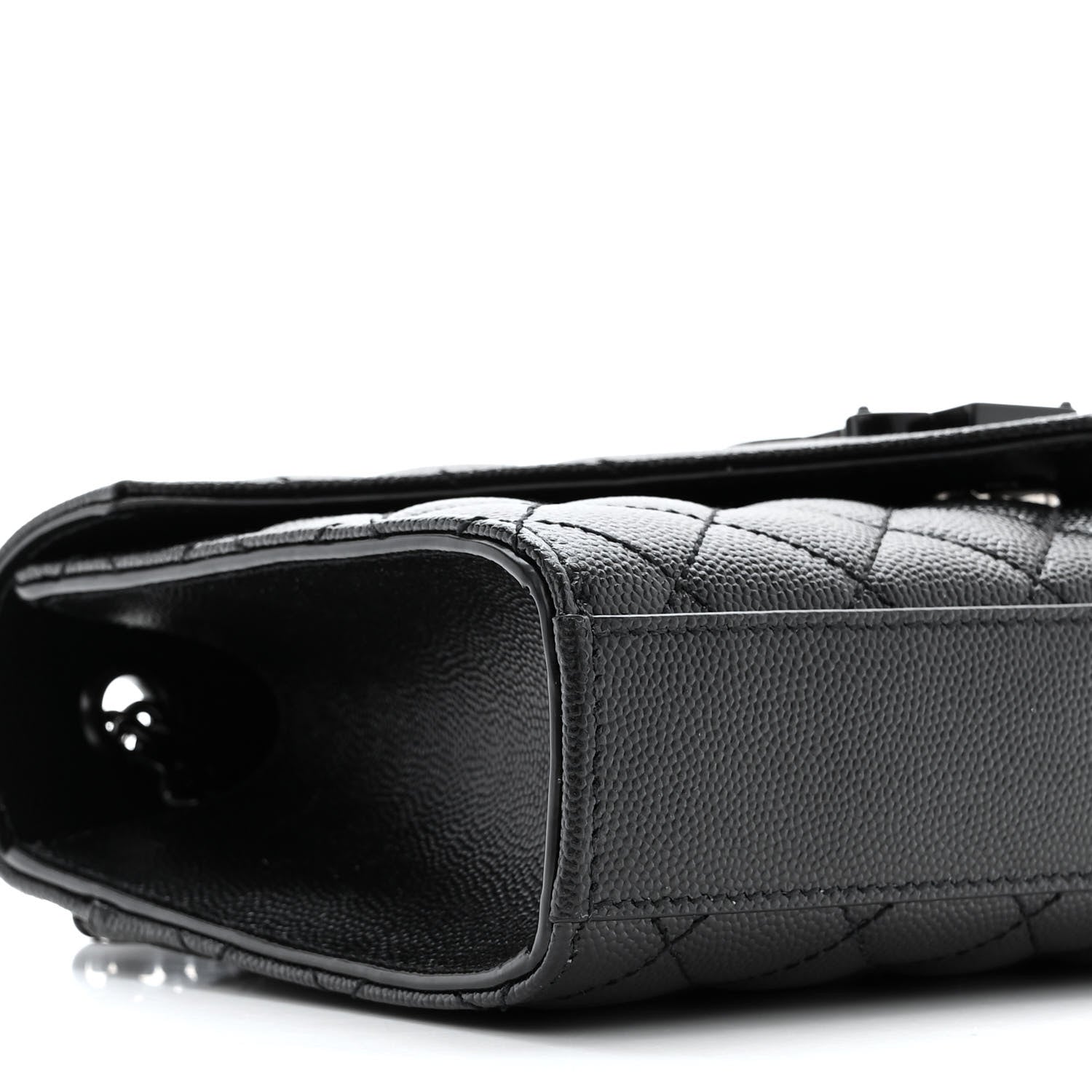 Saint Laurent Grain De Poudre Textured Mixed Matelasse Triquilt Small Monogram Monochrome Satchel Black 9 of 11