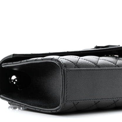Saint Laurent Grain De Poudre Textured Mixed Matelasse Triquilt Small Monogram Monochrome Satchel Black 9 of 11
