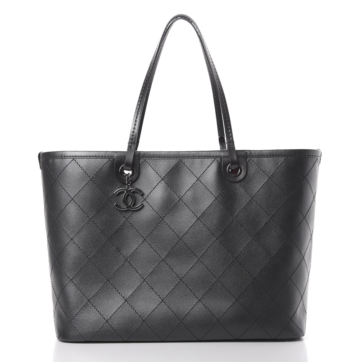 Chanel Grained Calfskin Large Shopping Fever Tote Black 2 of 12