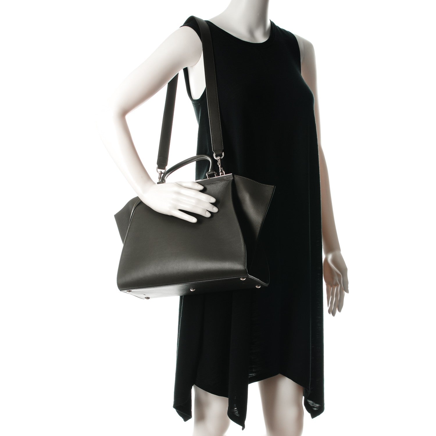 Fendi Vitello Dolce Marmol Shiny Nappa Petite 3Jours Tote Verde Prato 12 of 16