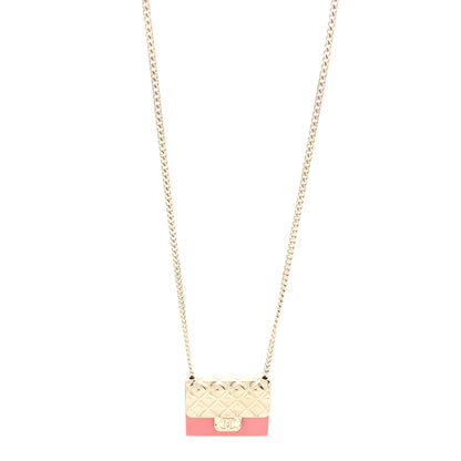 Chanel Metal Resin Lambskin Flap Bag Long Necklace Gold Red 1 of 6