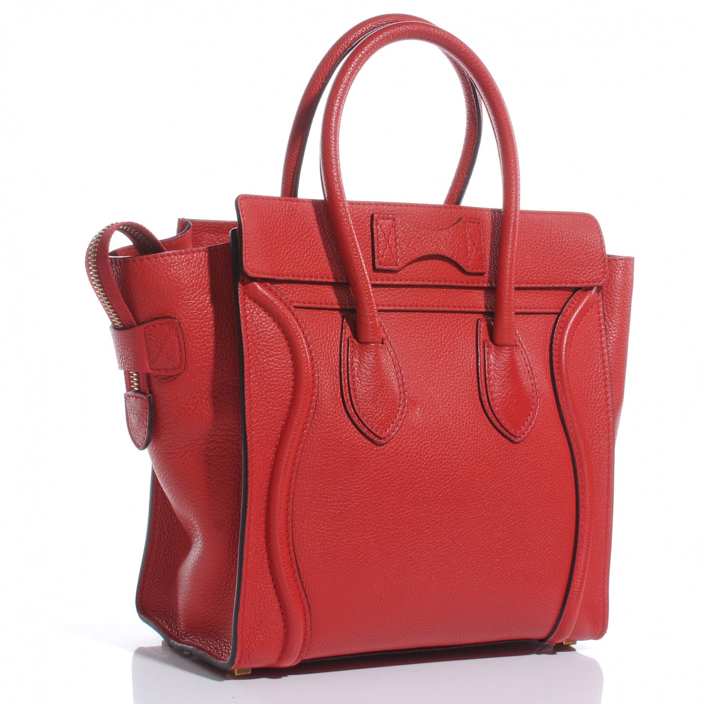 Drummed Leather Micro Luggage Coquelicot