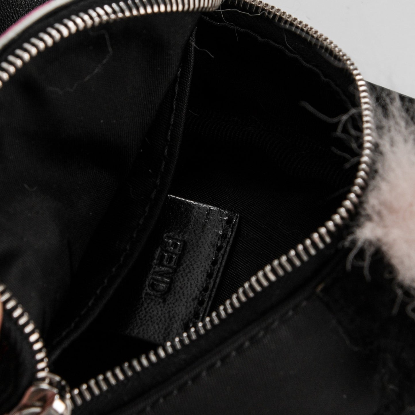 Nylon Shiny Nappa Nutria Fox Fur Monster Eyes Mini Backpack Charm Black Multicolor