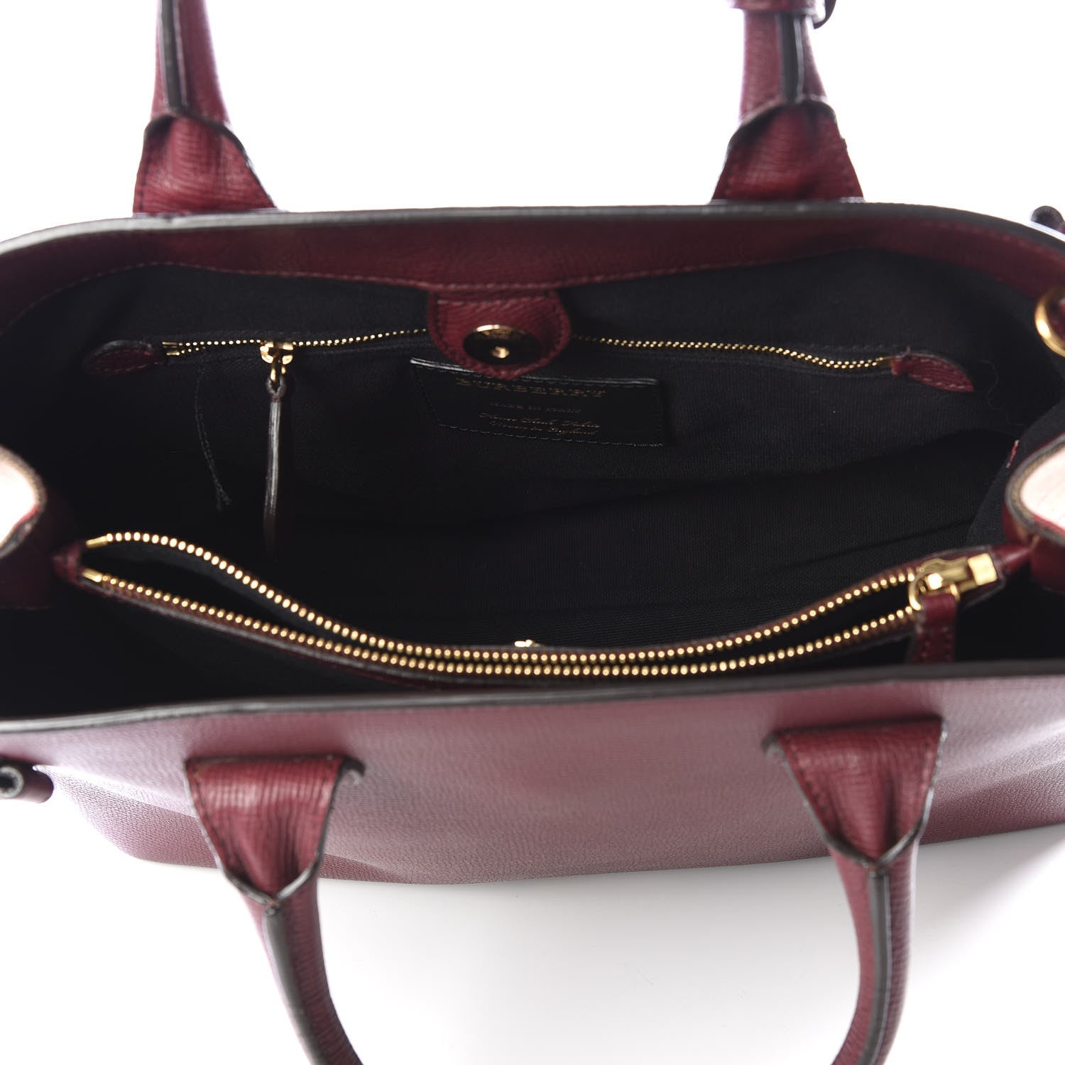 Burberry Grainy Calfskin House Check Medium Banner Tote Mahogany Red 4 of 10