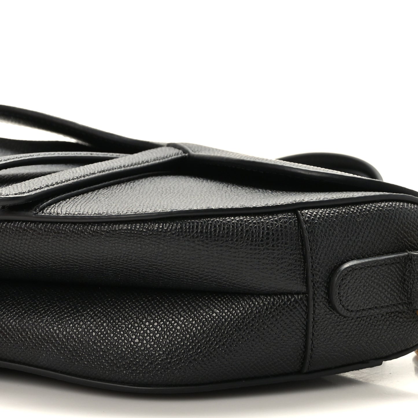 Grained Calfskin Saddle Bag With Strap Black