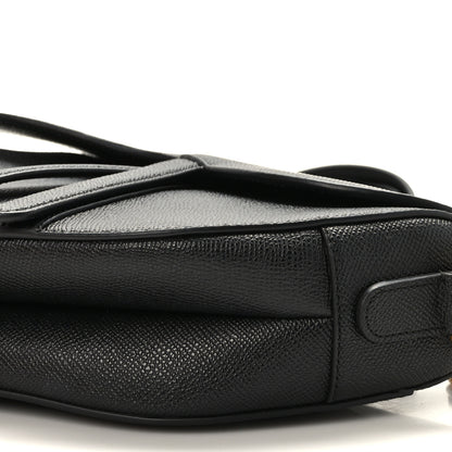Christian Dior Grained Calfskin Saddle Bag With Strap Black 9 of 10