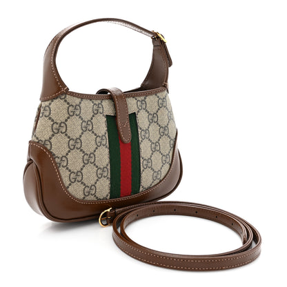 Gucci GG Supreme Monogram Azalea Calfskin Web Mini Jackie 1961 Hobo Beige Ebony Brown Sugar 3 of 11