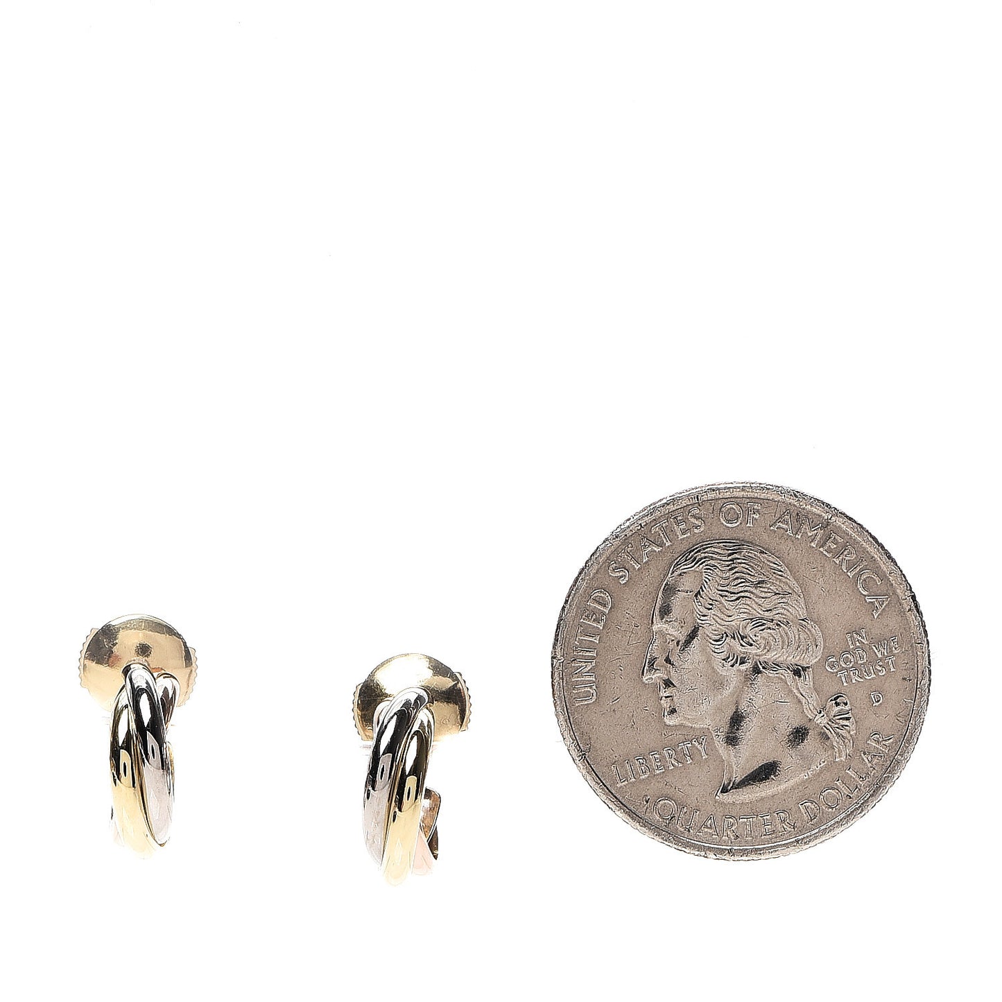 18K Pink Yellow White Gold Small Trinity Hoop Earrings