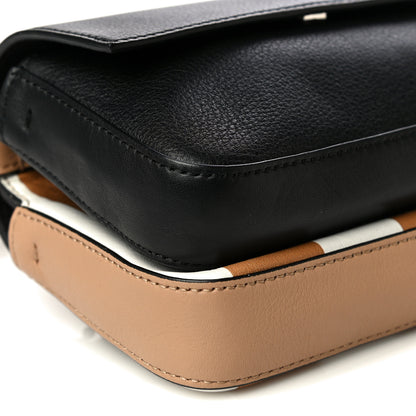 Fendi Calfskin Striped Flowerland Bow Micro Double Baguette Brown Black White 13 of 13