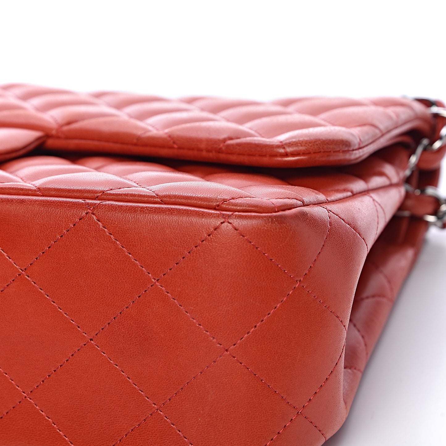Lambskin Quilted Jumbo Double Flap Red