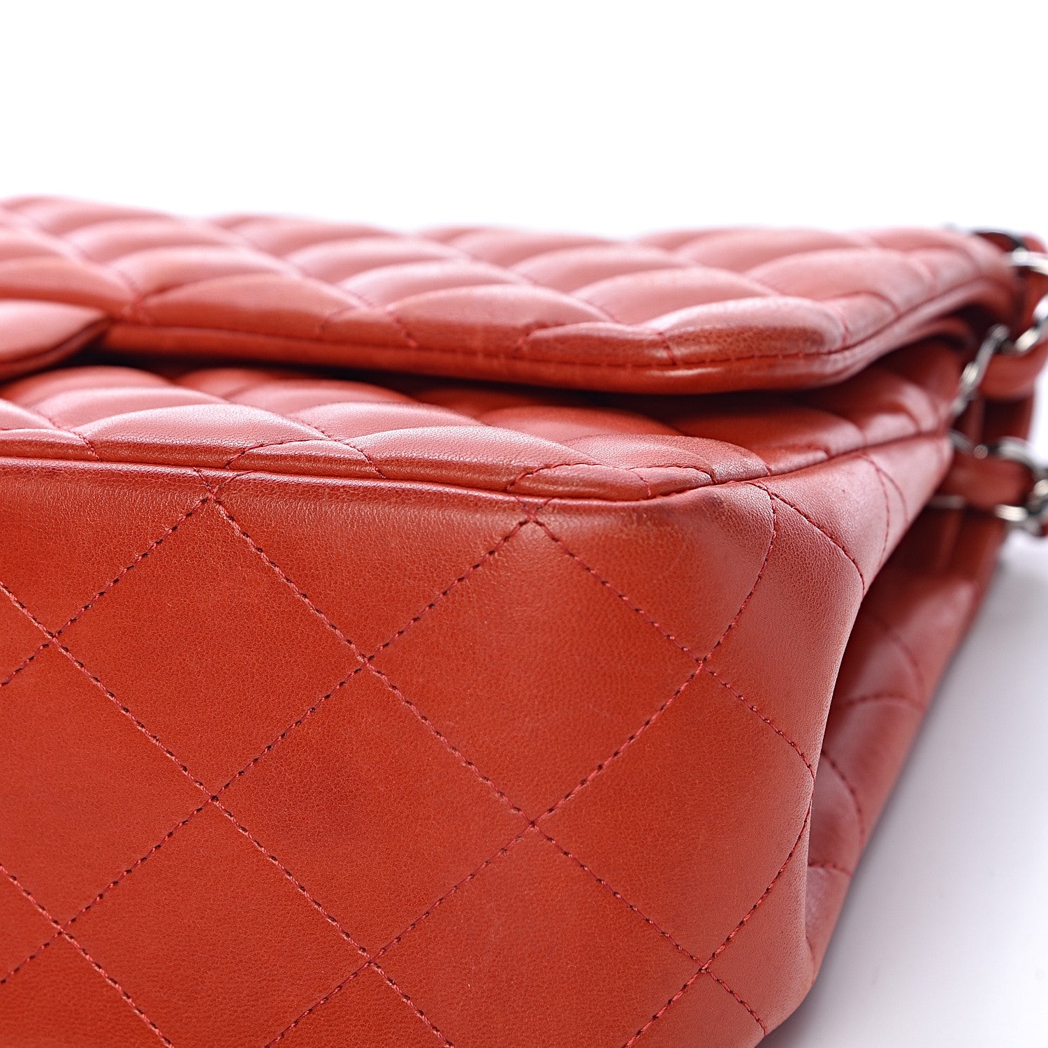 Chanel Lambskin Quilted Jumbo Double Flap Red 12 of 18