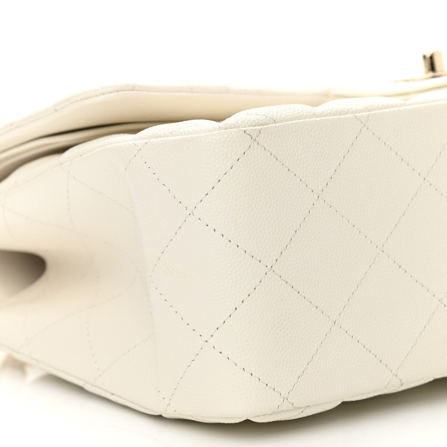 Caviar Quilted Jumbo Double Flap White