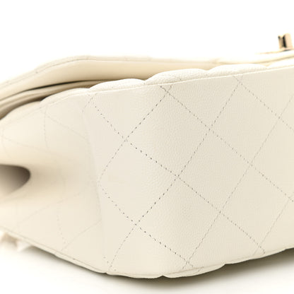 Chanel Caviar Quilted Jumbo Double Flap White 9 of 12