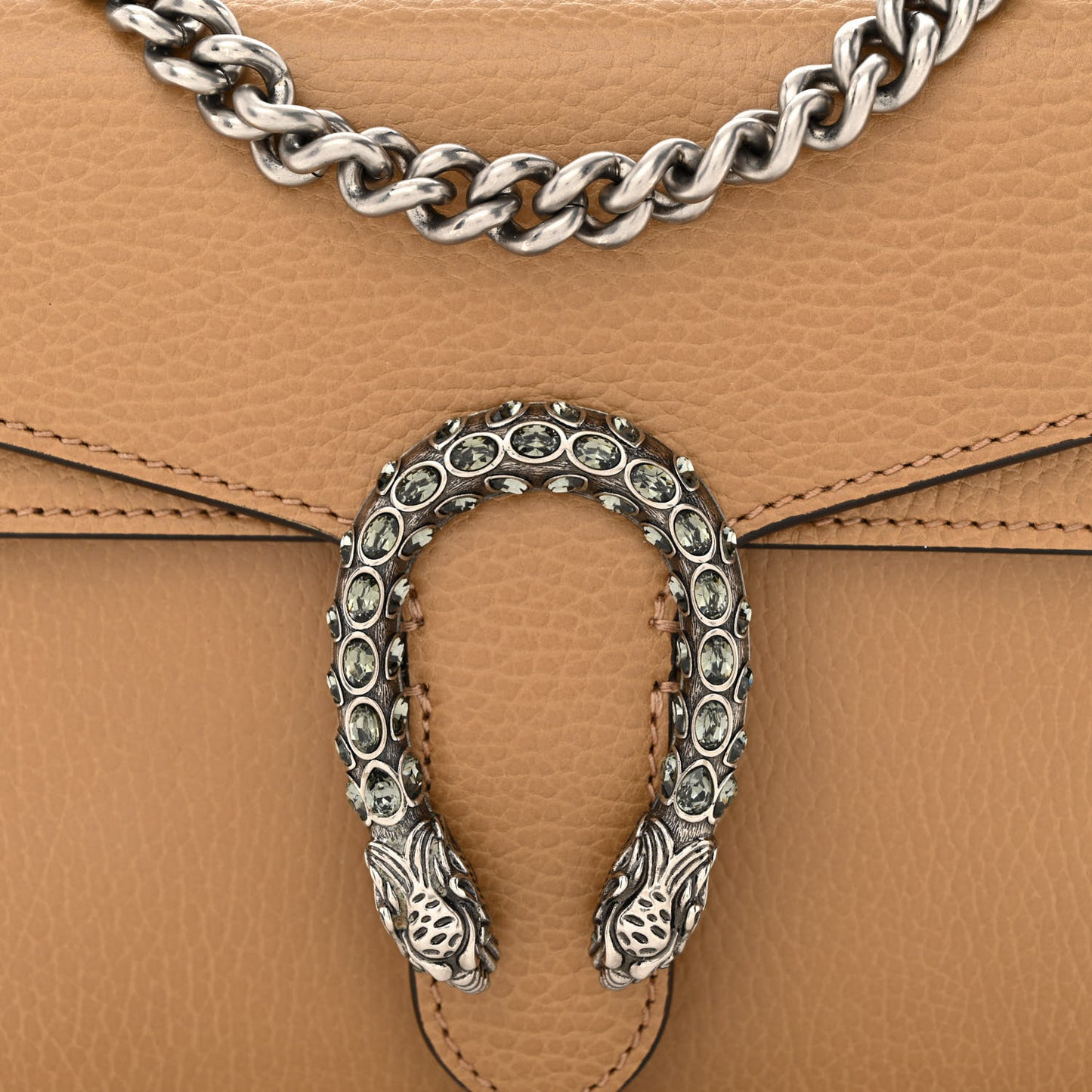 Dollar Calfskin Crystal Mini Dionysus Shoulder Bag Natural Tan Black Diamond