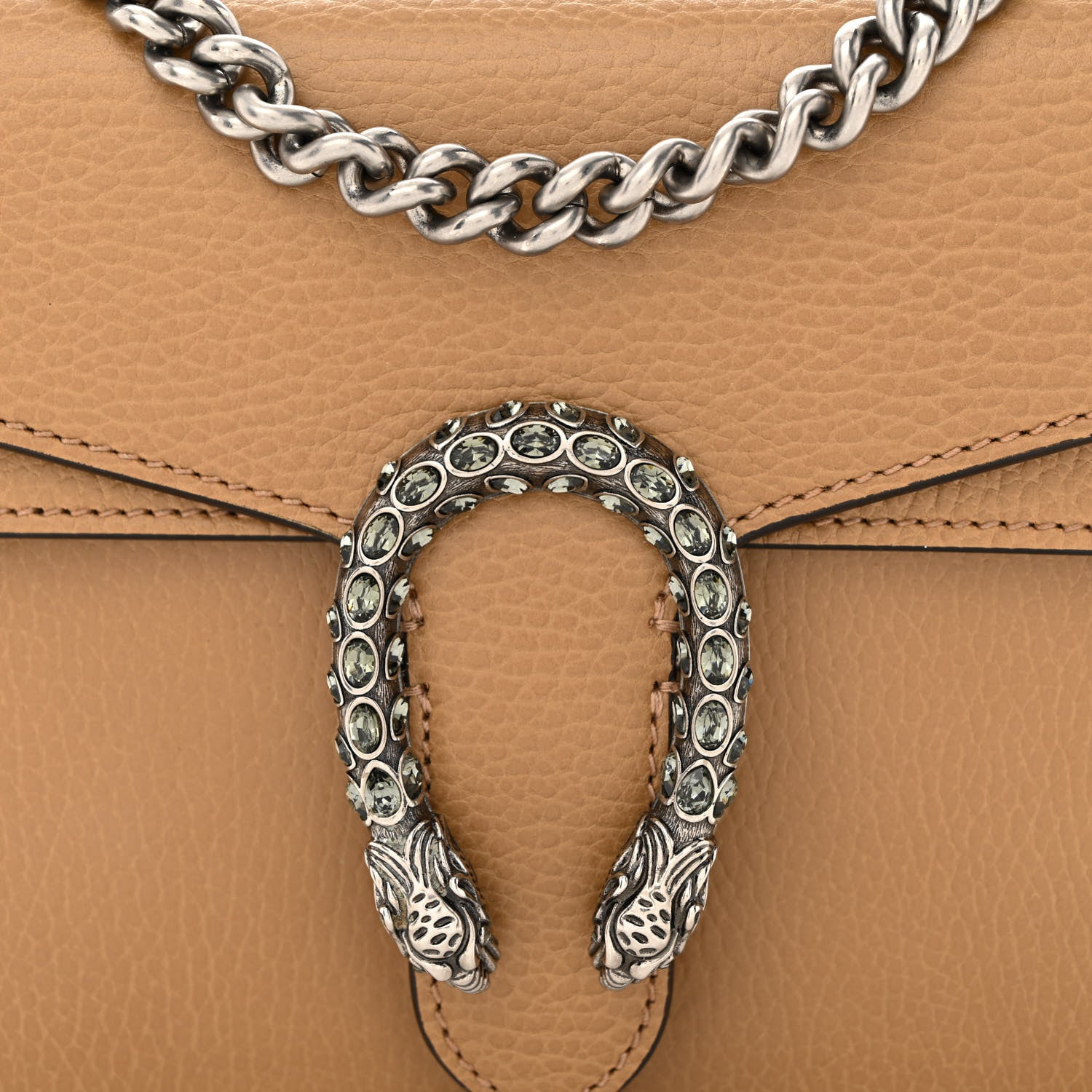 Gucci Dollar Calfskin Crystal Mini Dionysus Shoulder Bag Natural Tan Black Diamond 8 of 12
