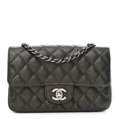 Chanel Metallic Caviar Quilted Mini Rectangular Flap Dark Grey 1 of 11