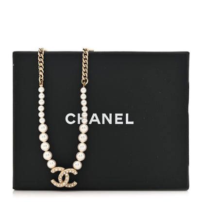 Chanel Graduated Pearl Crystal CC Short Necklace Gold 5 of 5