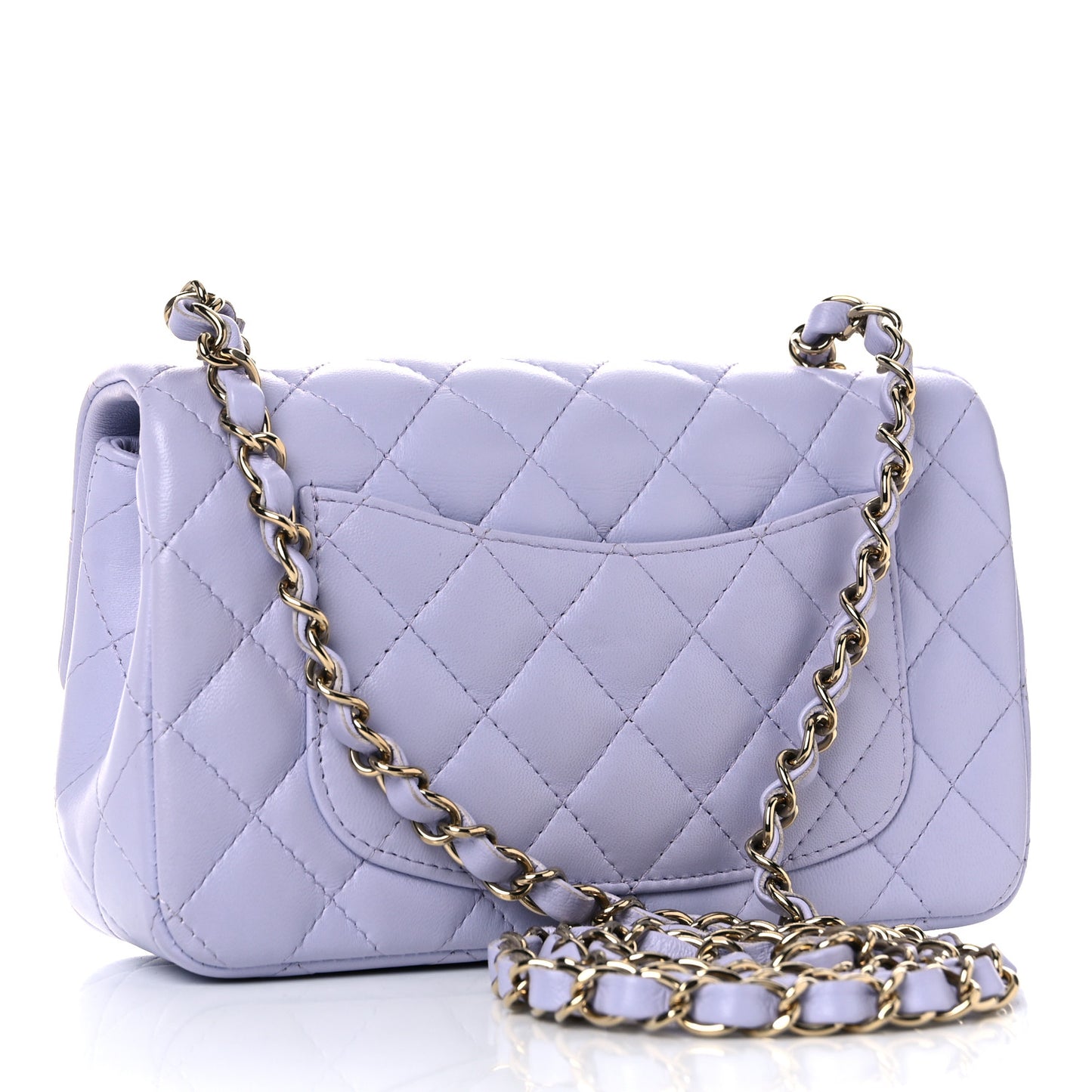 Lambskin Quilted Mini Rectangular Flap Light Purple