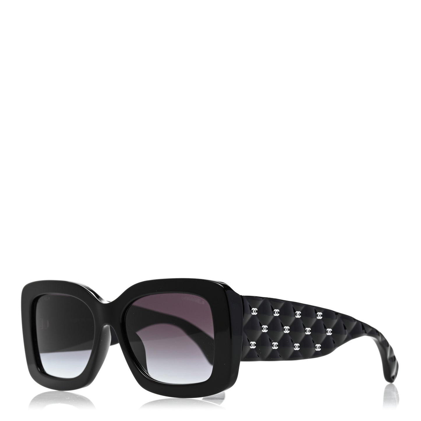 Acetate Quilted CC Rectangle Sunglasses 5483-A Black