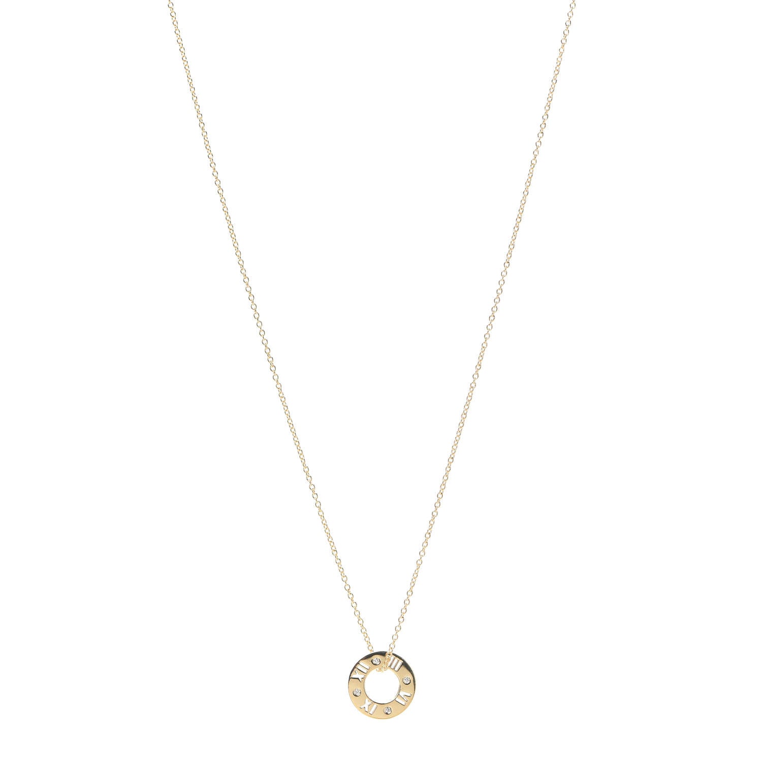 Tiffany 18K Yellow Gold Diamond Atlas Pierced Pendant Necklace 1 of 5