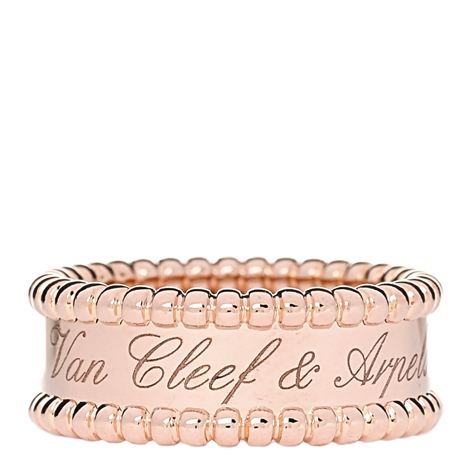 Van Cleef & Arpels 18K Rose Gold Perlee Signature Ring 53 6.5 1 of 5