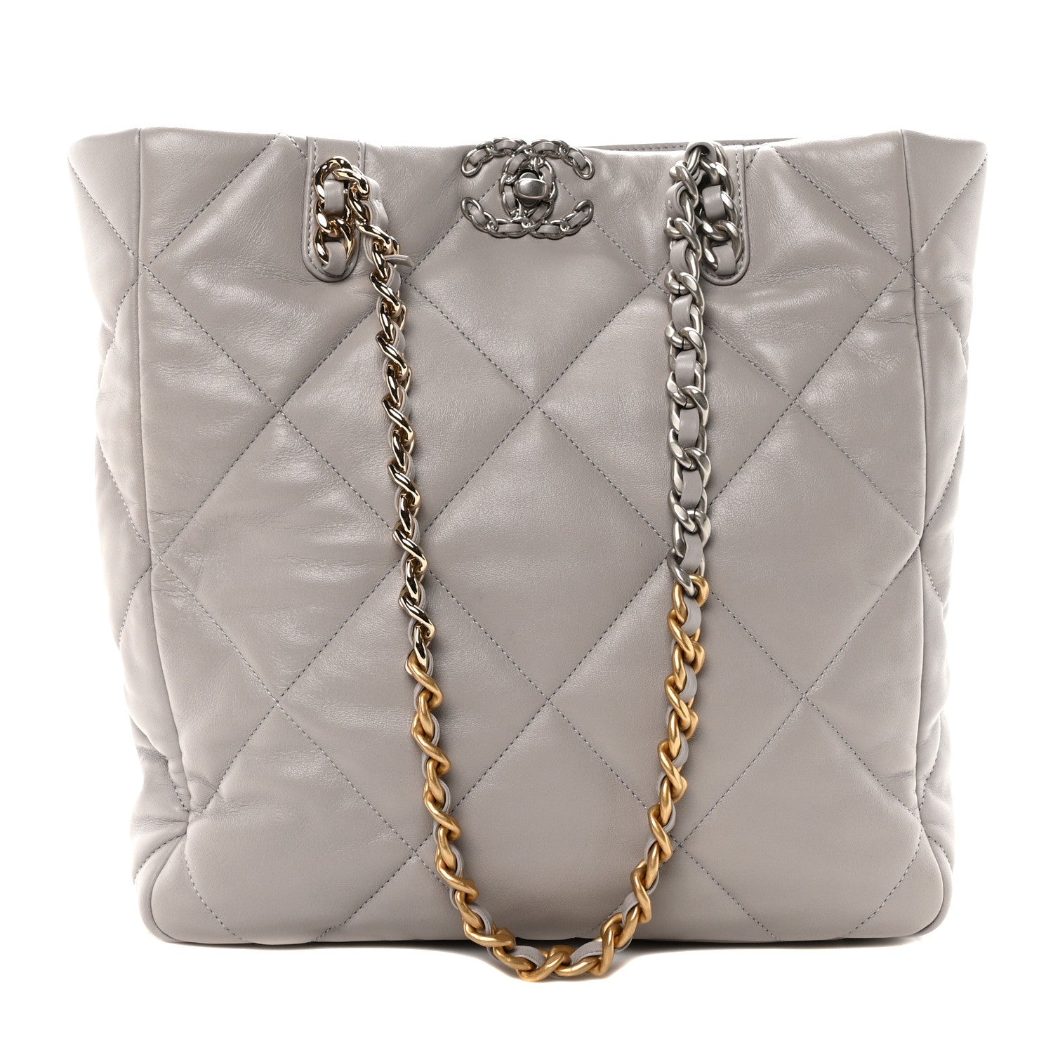 Chanel Lambskin Quilted Chanel 19 Shopping Bag Grey 1 of 10