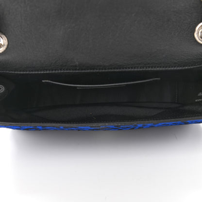 Saint Laurent Pony Hair Calfskin Monogram Leopard Print Medium Punk Chain Bag Blue 5 of 9