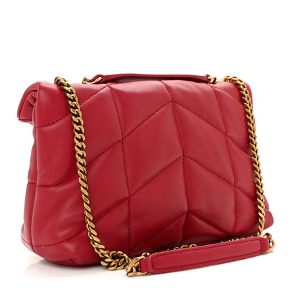 Saint Laurent Lambskin Quilted Toy Loulou Puffer Monogram Chain Satchel New Red 3 of 10