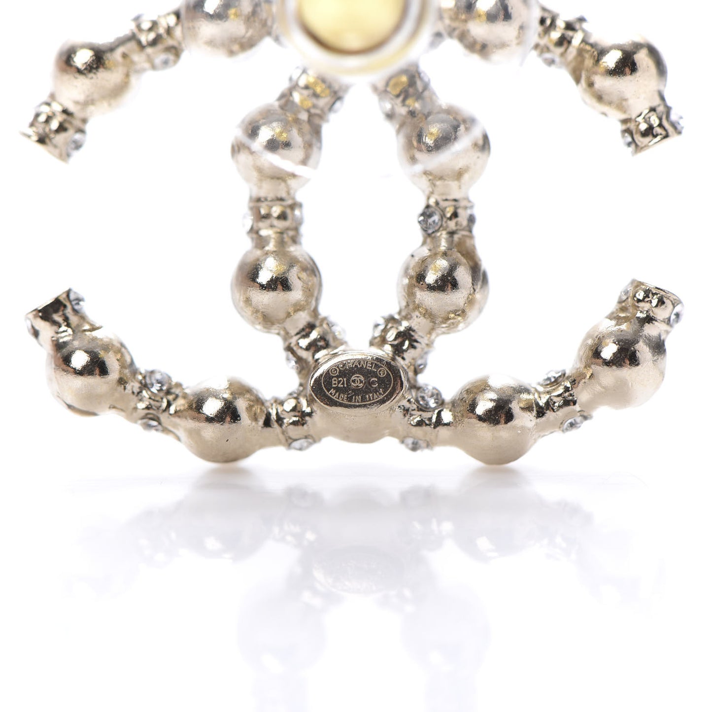 Pearl Crystal Nefertiti CC Earrings Gold