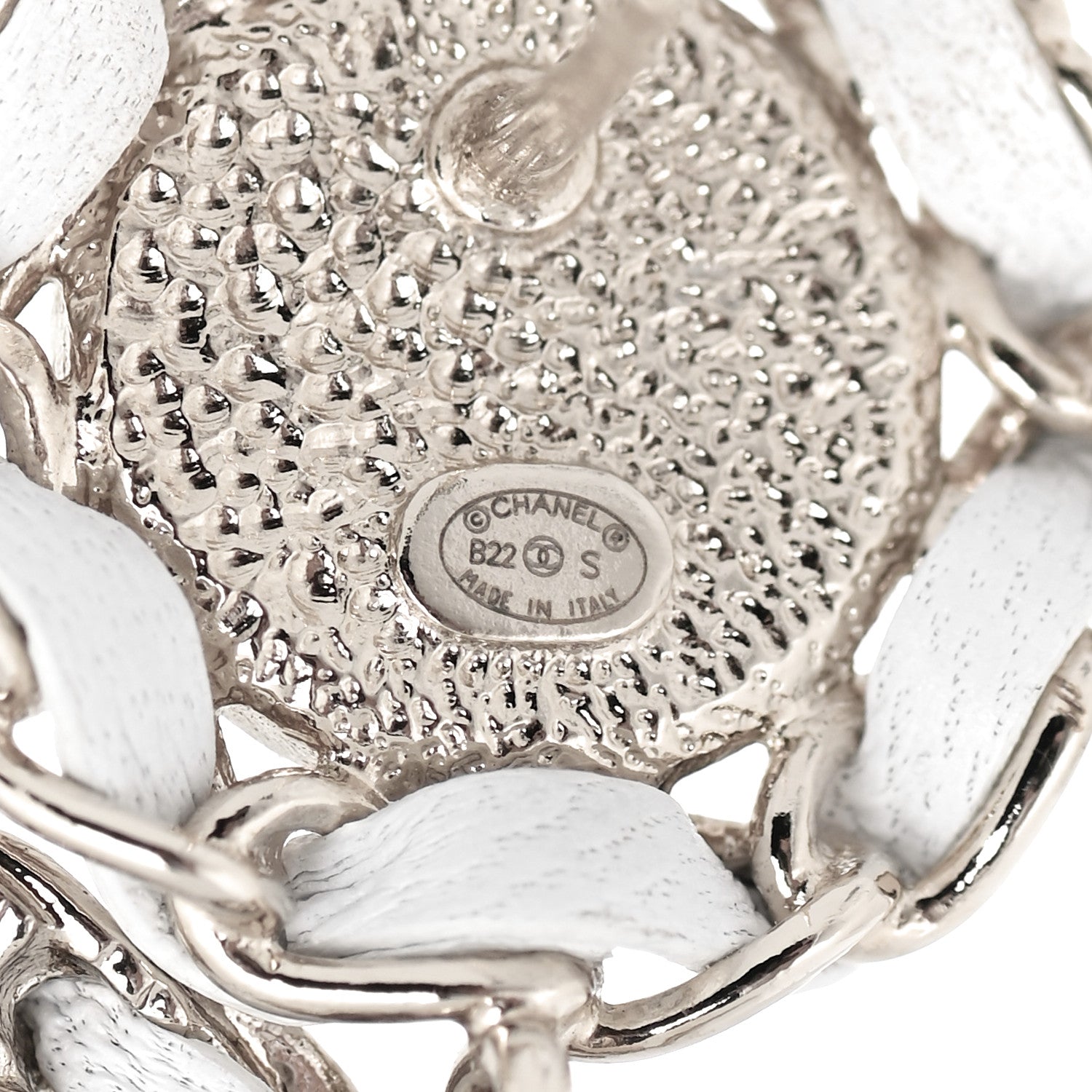Chanel Lambskin Metal Chain CC Drop Earrings White Gold 4 of 5