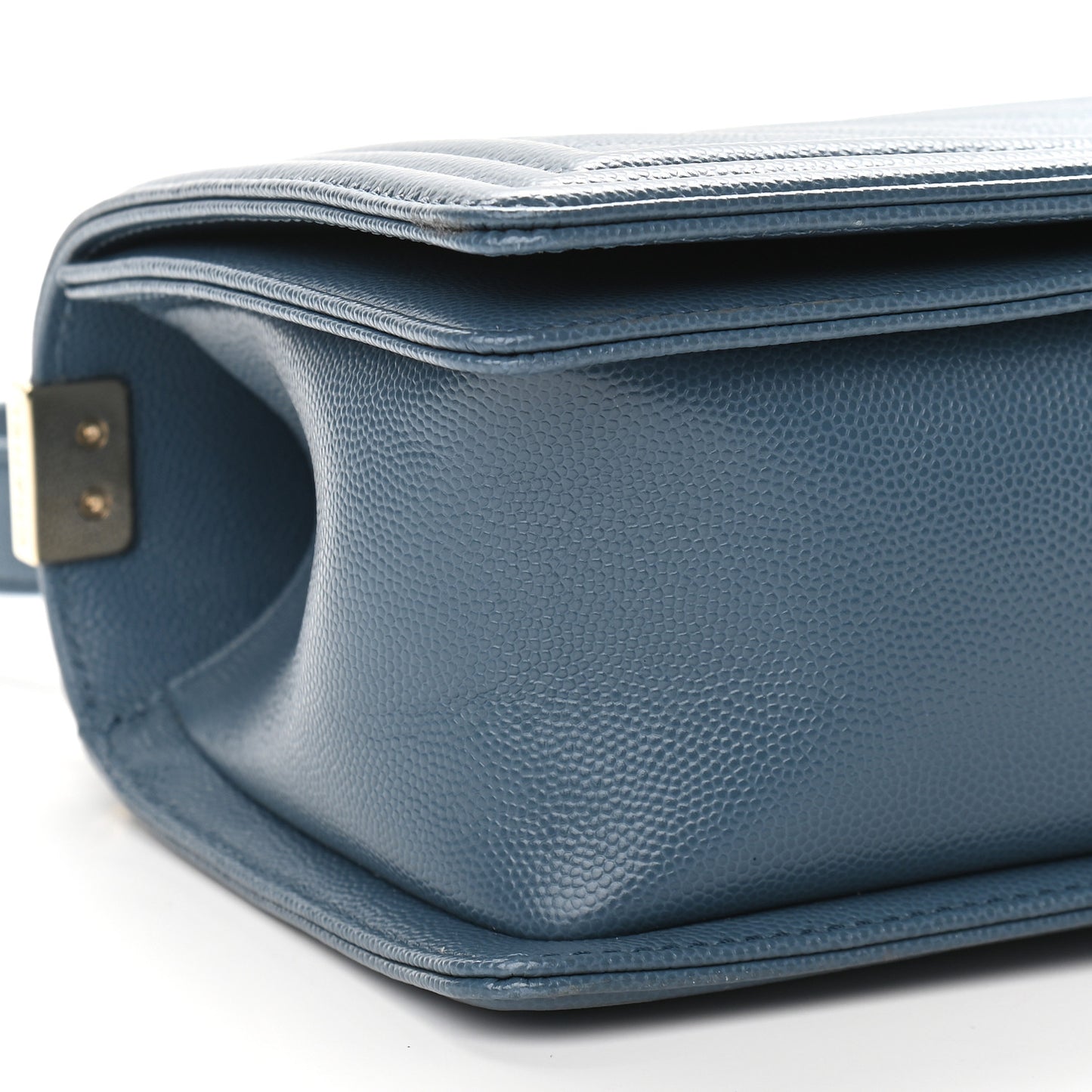 Caviar Chevron Quilted Medium Boy Flap Blue