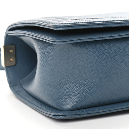Chanel Caviar Chevron Quilted Medium Boy Flap Blue 8 of 9