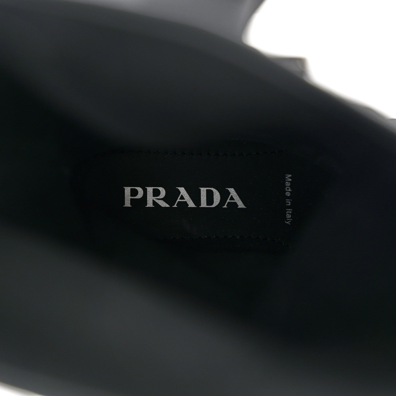 Prada Spazzolato Rois Re-Nylon Metal Triangle Logo Monolith Pouch Pocket 55mm Tall Boots 37 Black 6 of 8