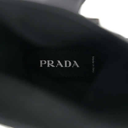 Prada Spazzolato Rois Re-Nylon Metal Triangle Logo Monolith Pouch Pocket 55mm Tall Boots 37 Black 6 of 8