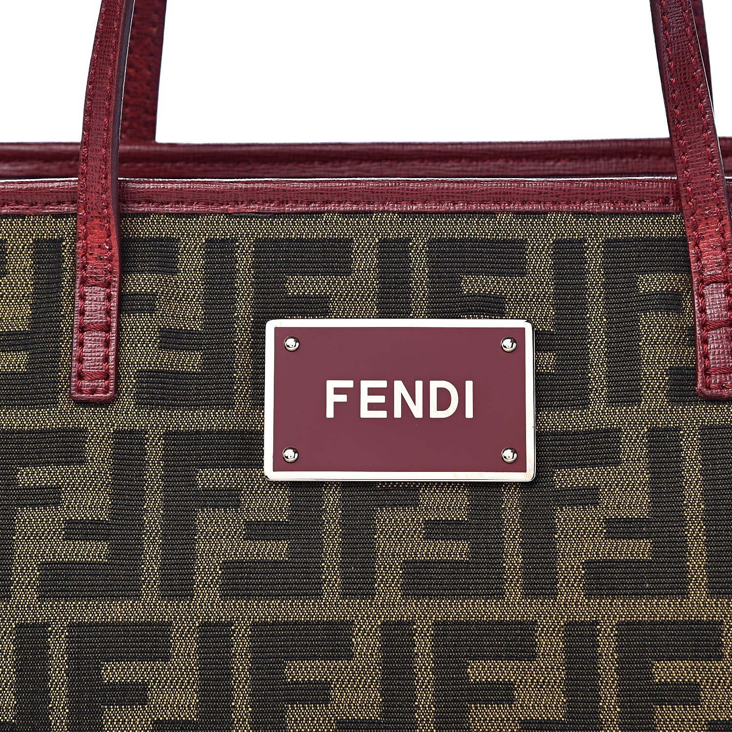 Fendi Zucca Vitello Elite Medium Roll Tote Tobacco Rosso Scuro 13 of 13