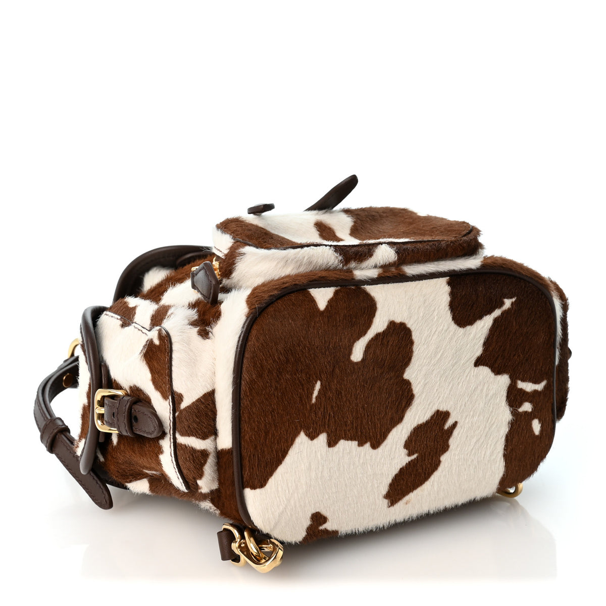 Miu Miu Nappa Calf Hair Printed Mini Backpack White Burnt Sienna 3 of 8