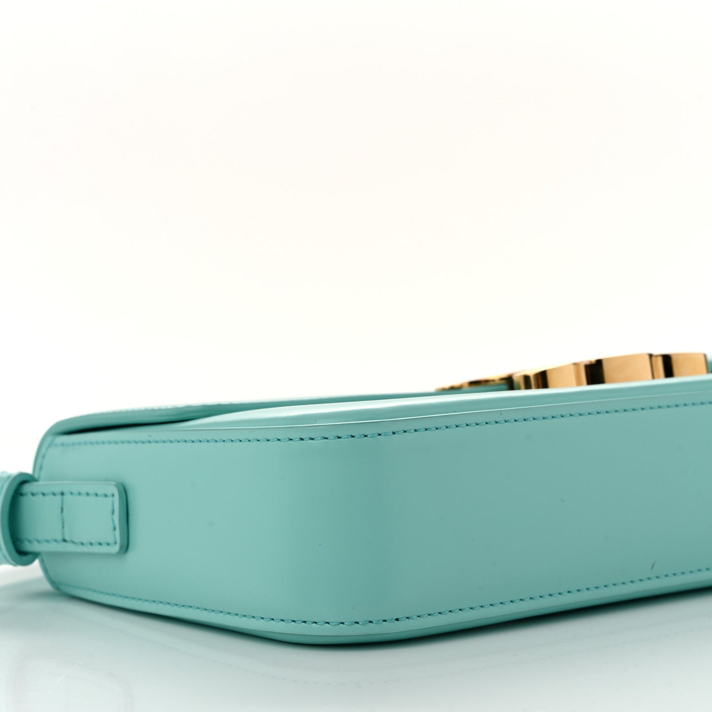 Shiny Calfskin Triomphe Shoulder Bag Turquoise